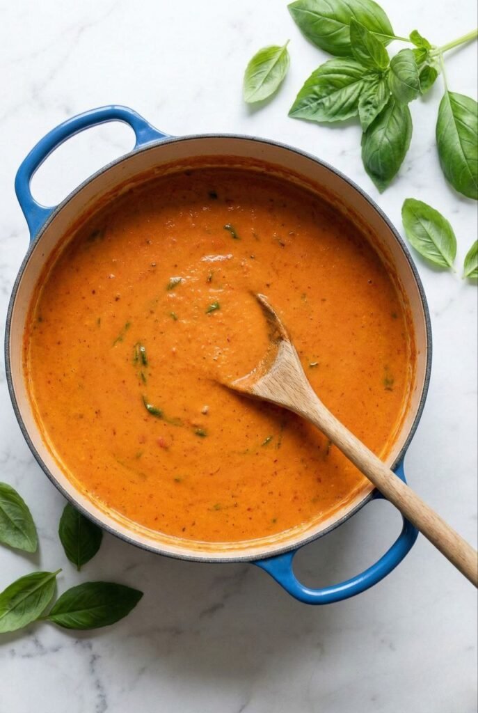 The Best Creamy Tomato Basil Soup (Easy 1-Pot Recipe)