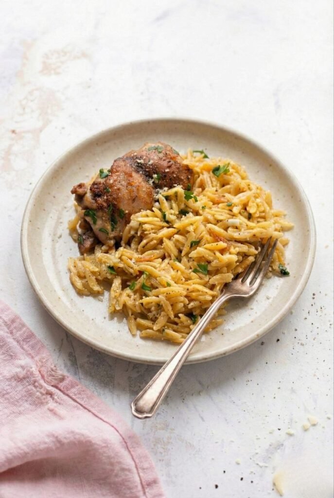 Creamy Garlic Chicken and Orzo