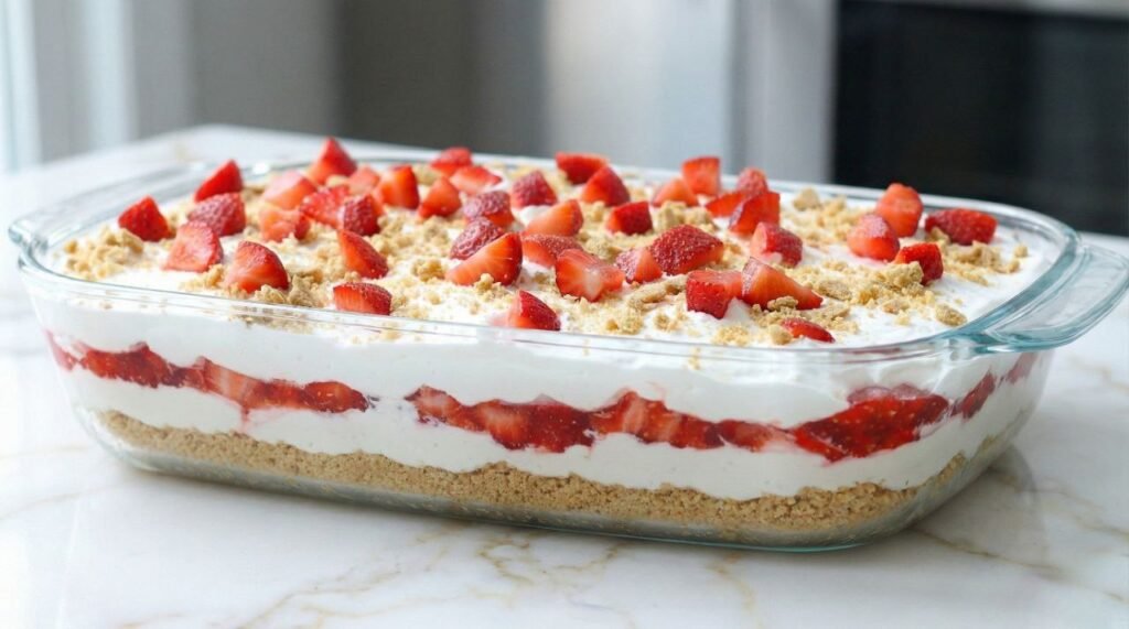 No-Bake Strawberry Cheesecake Lasagna