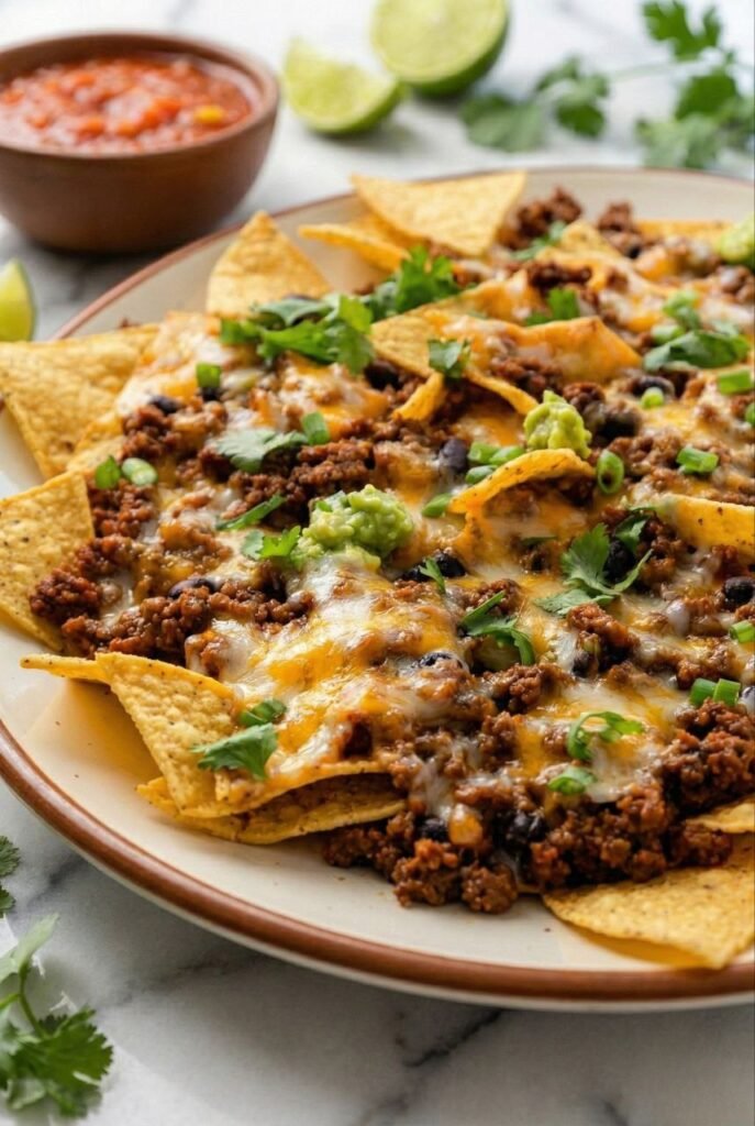 Loaded Cheesy Ground Beef Nachos