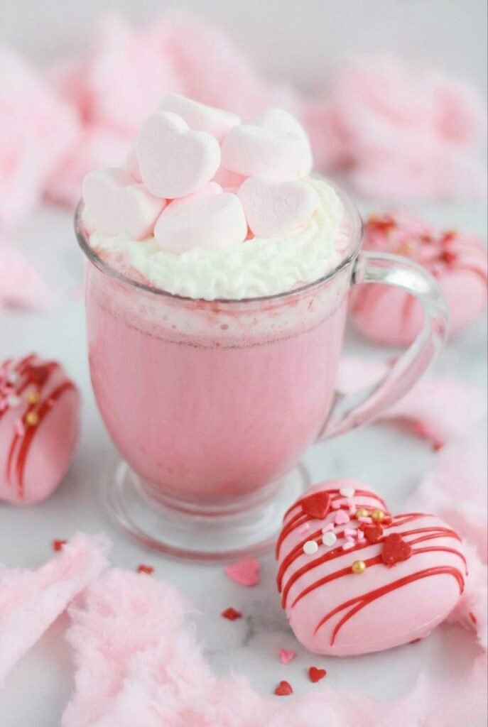 Pink Hot Chocolate with Heart Marshmallows Pink Hot Chocolate with Heart Marshmallows