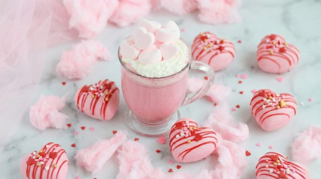 Pink Hot Chocolate with Heart Marshmallows Pink Hot Chocolate with Heart Marshmallows
