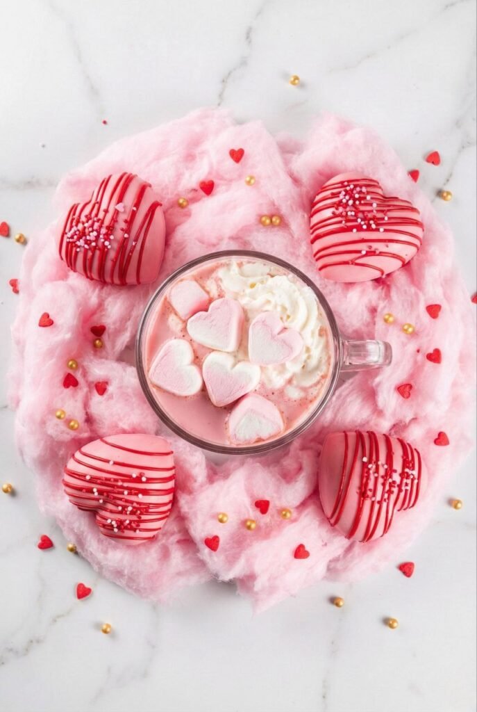 Pink Hot Chocolate with Heart Marshmallows Pink Hot Chocolate with Heart Marshmallows