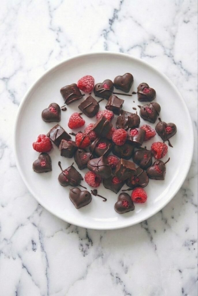 Easy 3-Ingredient Raspberry Chocolate Hearts (No-Bake)