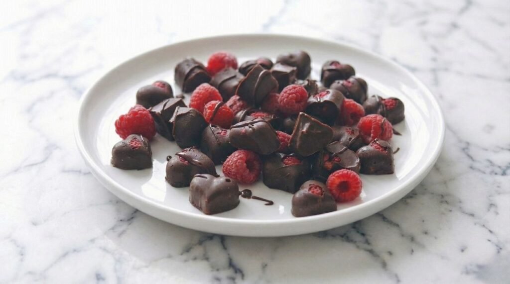 Easy 3-Ingredient Raspberry Chocolate Hearts (No-Bake)