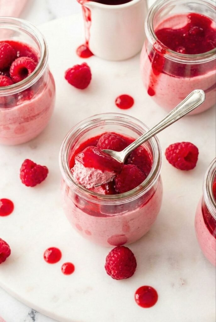 Pink Raspberry Mousse Pots 