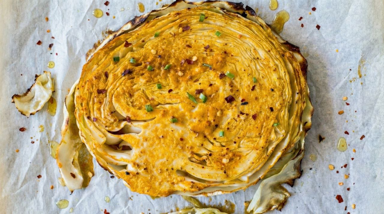 Crispy Cabbage Steaks with Buffalo Sauce