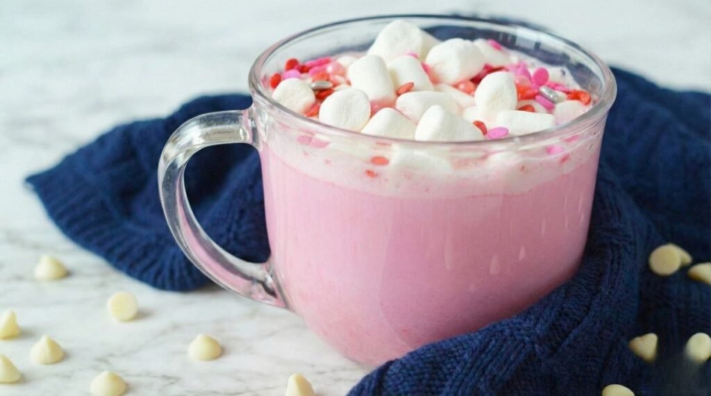 Pink Hot Chocolate with Mini Marshmallows