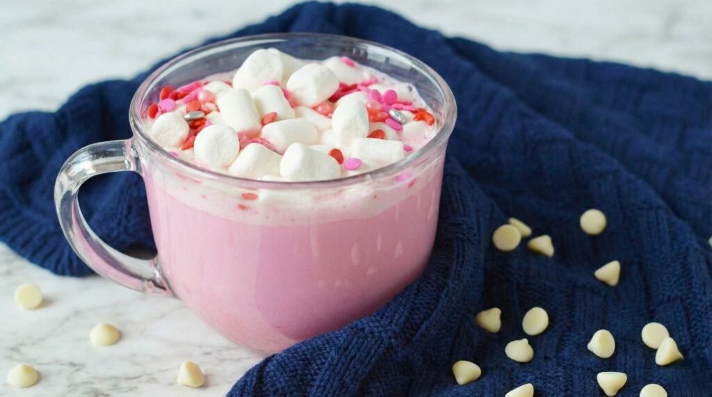 Pink Hot Chocolate with Mini Marshmallows