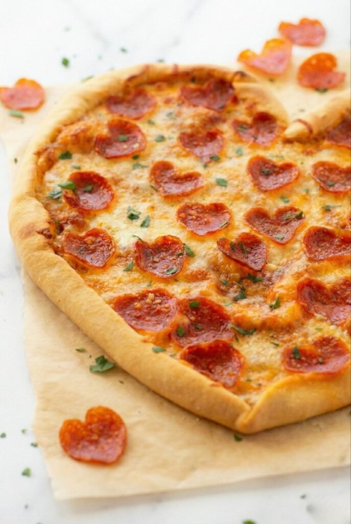 Heart-Shaped Pepperoni Pizza (Perfect Valentine's Day Dinner)