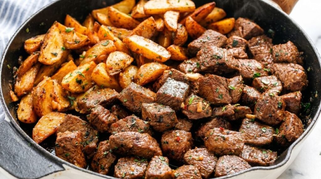 Garlic Butter Steak Bites with Potatoes