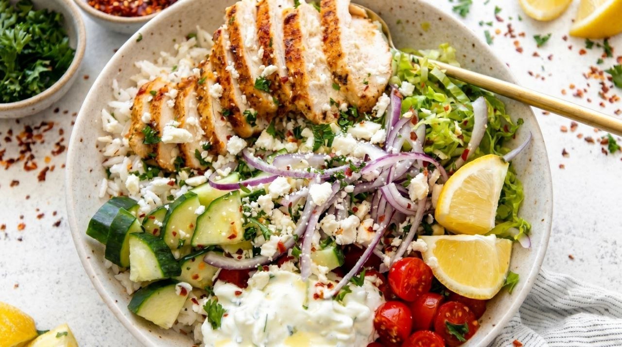 Greek Chicken Bowls — Easy Healthy Lunch or Dinner Greek Chicken Bowls