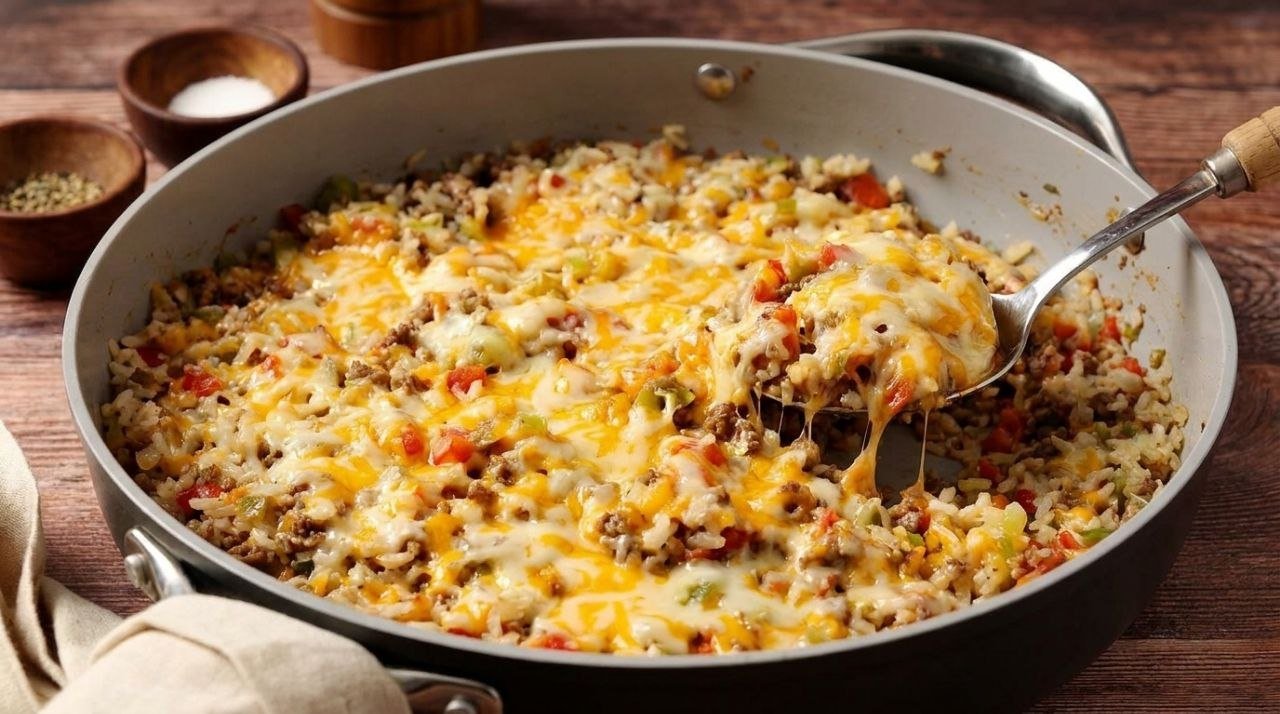 Beef and Rice Skillet — Quick Family Dinner Beef and Rice Skillet