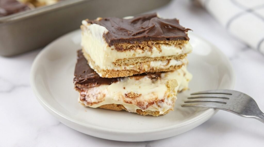 No Bake Chocolate Eclair Cake
