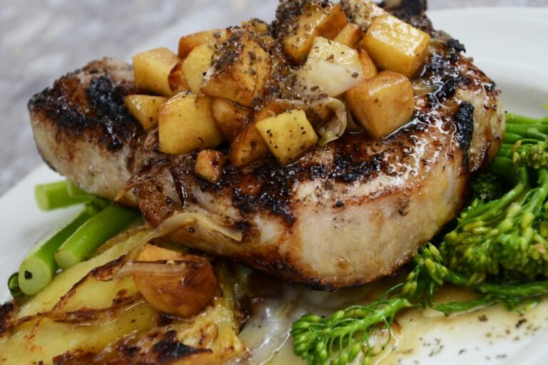 Hot Honey Pork Chops with Skillet Apples