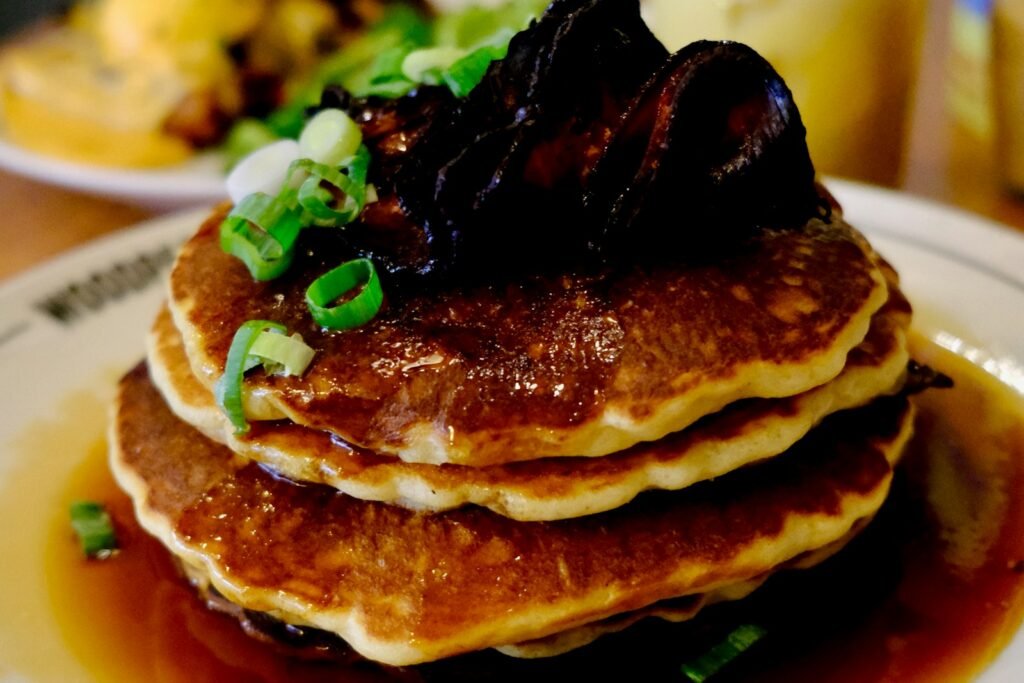 Maple Bacon Pancakes (Fluffy Buttermilk Pancakes with Crispy Bacon Inside)